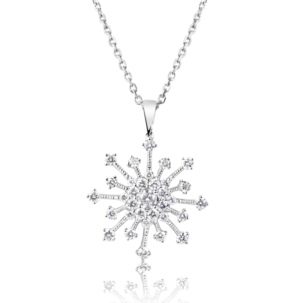 White Gold Snowflake Diamond Pendant