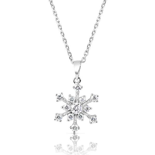 White Gold Snowflake Diamond Pendant