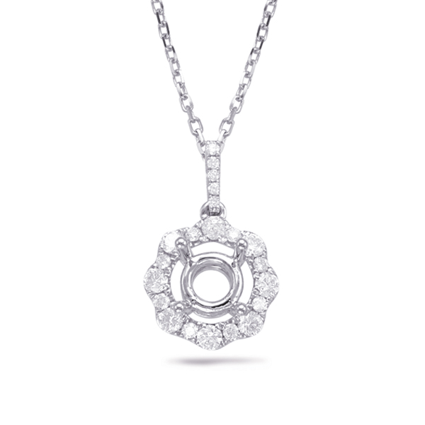 White Gold Diamond Pendant For 1.5ct Rou
