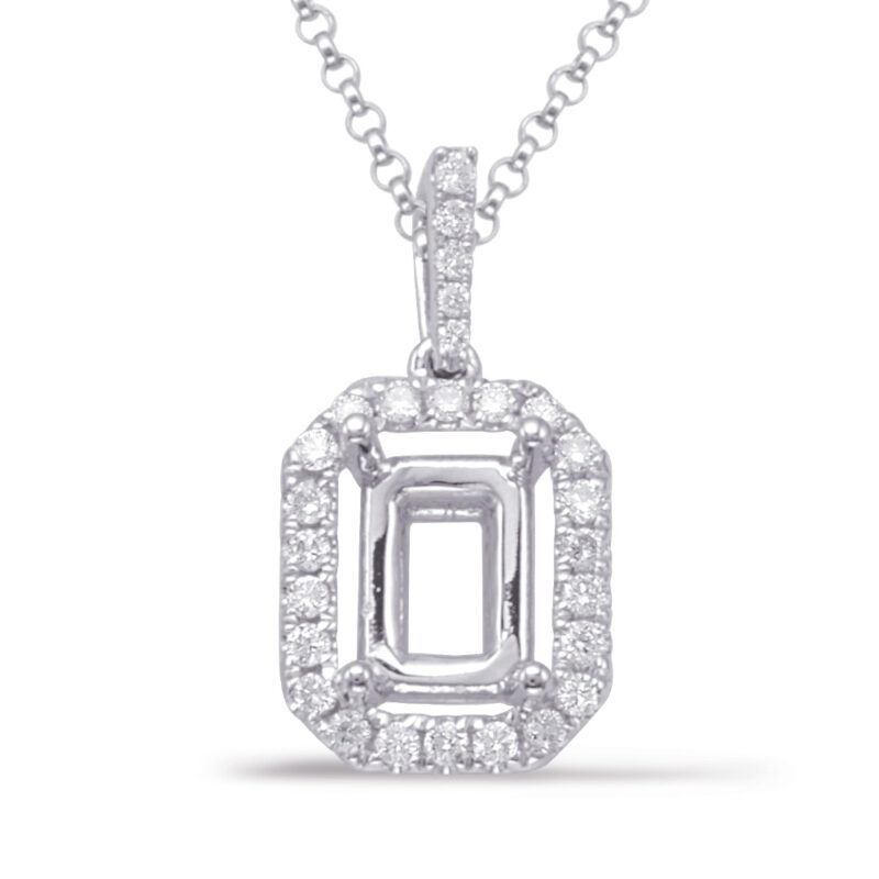Diamond Pendant For 5x3mm Emerald Cut