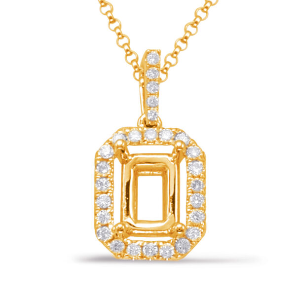Diamond Pendant For 8x6mm Emerald Cut