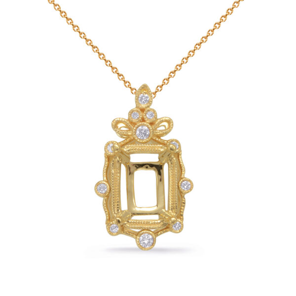 Yellow Gold Diamond Pendant 9x7ec Center