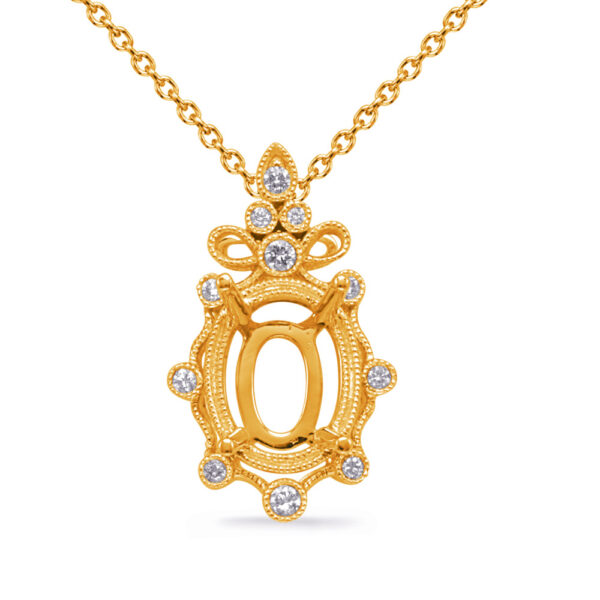 Yellow Gold Diamond Pendant 7x5mm Oval