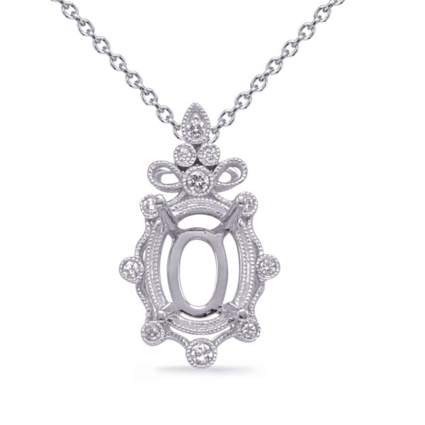 White Gold Diamond Pendant 8x6mm Oval