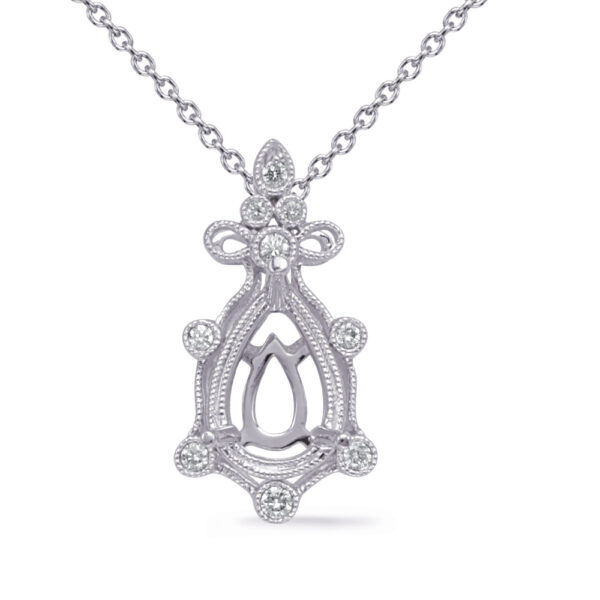 White Gold Diamond Pendant 7x5 Pearshape