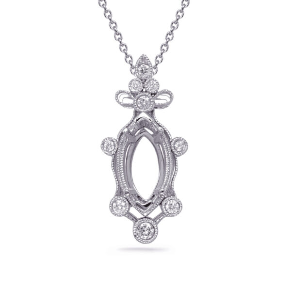 White Gold Diamond Pendant 7x3.5 Mm