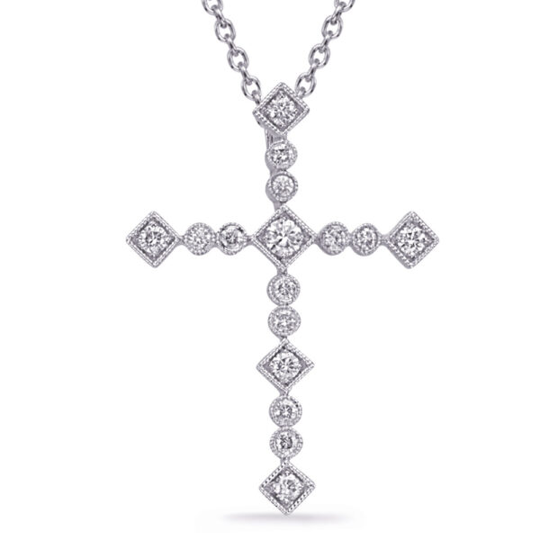 White Gold Diamond Cross Pendant