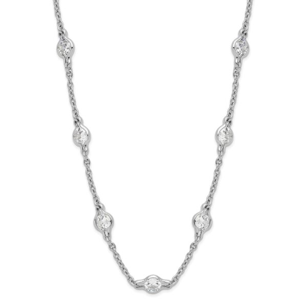 Sterling Silver Cheryl M Rhodium-plated CZ 19 Station Necklace