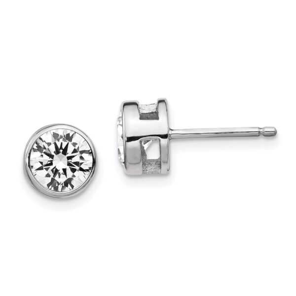 Sterling Silver Cheryl M Rhod-plated Polished 7mm CZ Stud Earrings