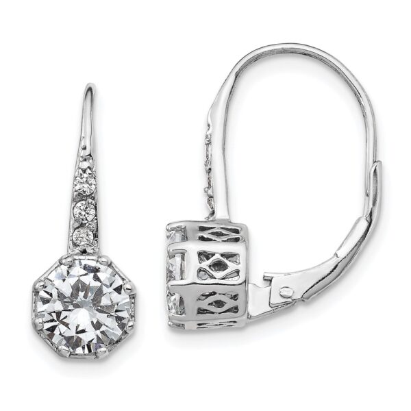Sterling Silver Cheryl M Rhodium-plated CZ Leverback Earrings