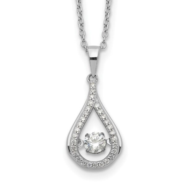 Sterling Silver Cheryl M Rhod-plated Vibrant CZ Teardrop Necklace