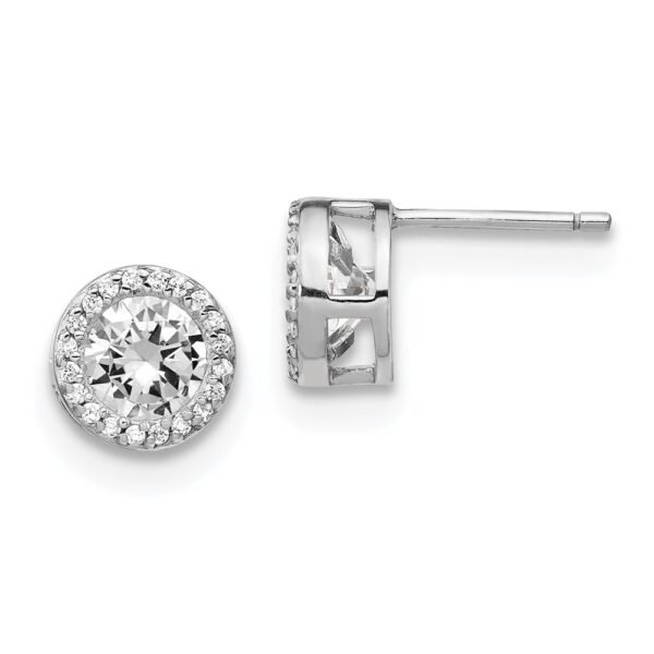 Sterling Silver Cheryl M Rhodium-plated CZ Halo Post Earrings