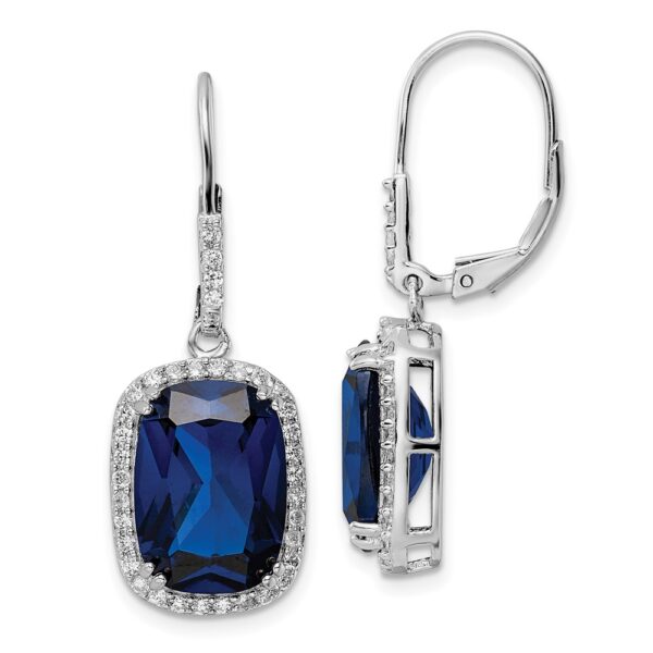 Sterling Silver Cheryl M Rhod-pltd Cr. Spinel & CZ Leverback Earrings