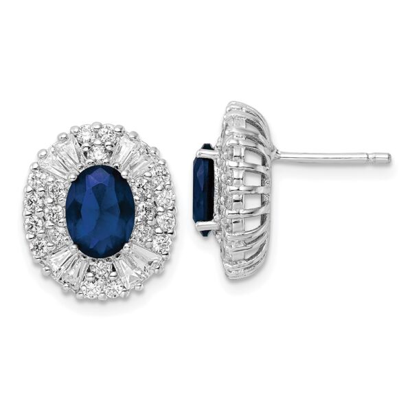 Sterling Silver Cheryl M Rhod-pl Cr Spinel & Oval CZ Halo Earrings