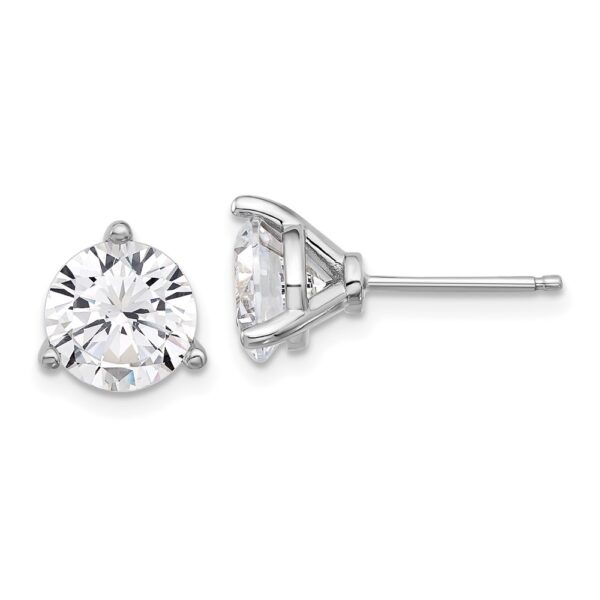 Sterling Silver Cheryl M Rhodium-Plated 8mm CZ Stud Post Earrings