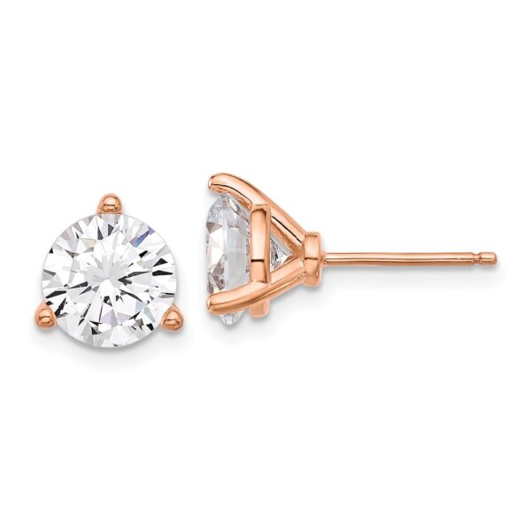 Sterling Silver Cheryl M Rose-tone 8mm CZ Stud Post Earrings