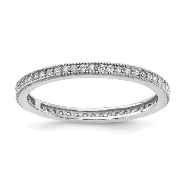 Sterling Silver Cheryl M Rhodium-Plated CZ Eternity Ring