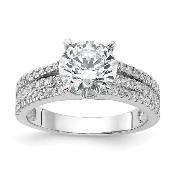 Sterling Silver Cheryl M Rhodium-Plated Fancy CZ Ring