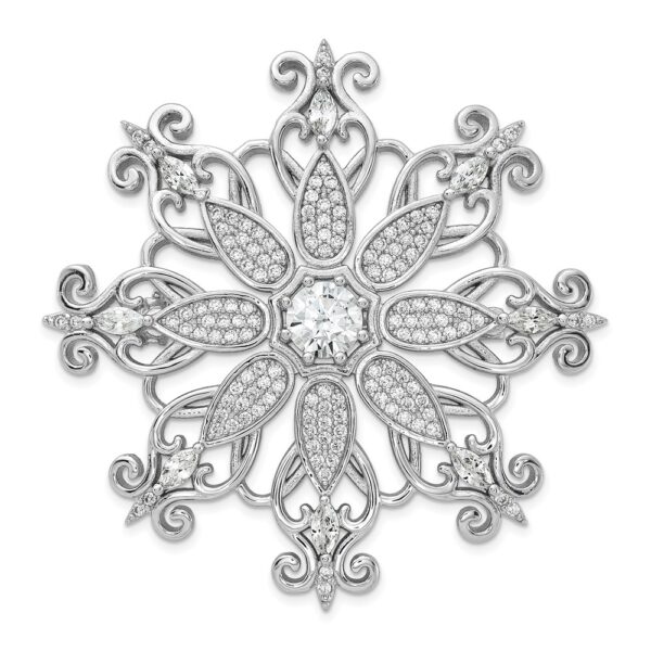 Sterling Silver Cheryl M Rhodium-plated CZ Snowflake Pin