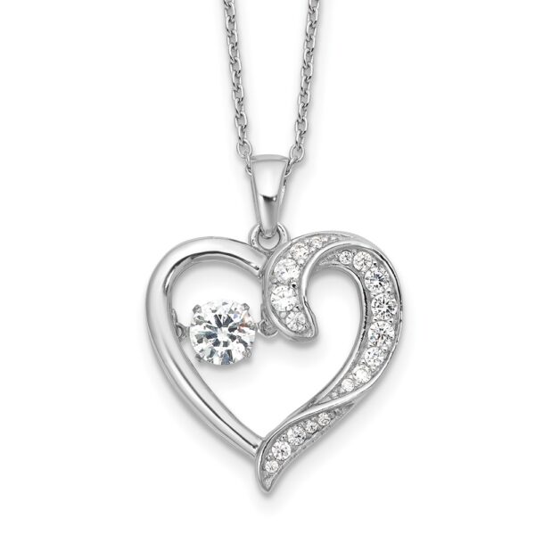 SS Cheryl M Rhodium-plated Vibrant CZ Heart w/2in ext. Necklace