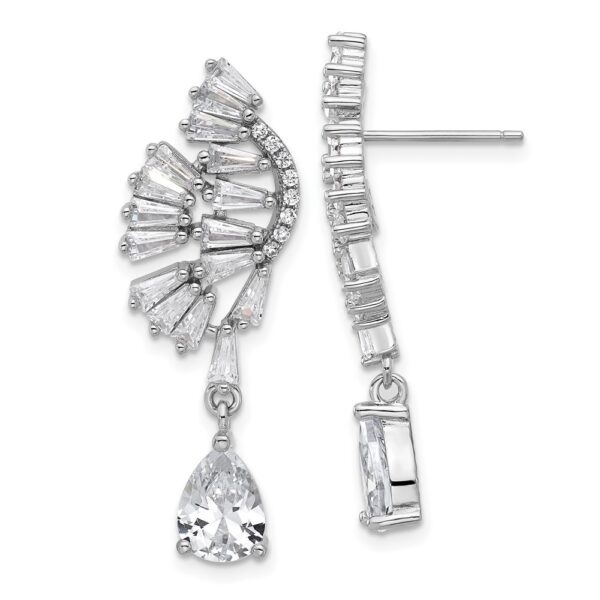 Sterling Silver Cheryl M Rhodium-plated CZ Post Dangle Earrings