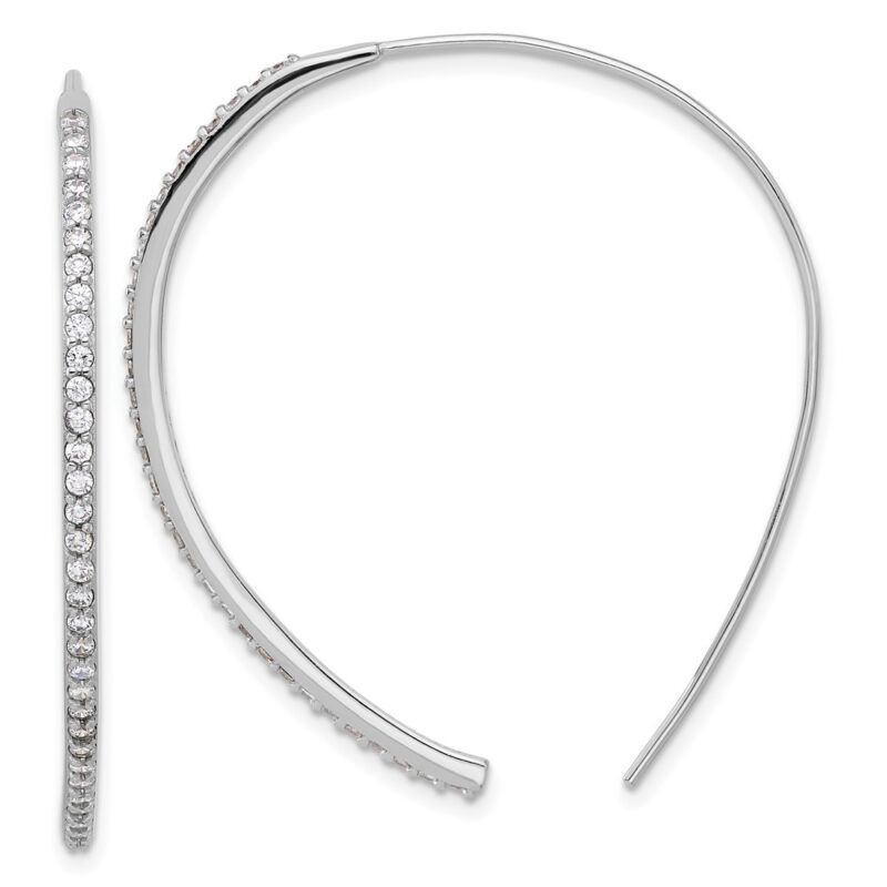Sterling Silver Cheryl M Rhodium-plated CZ Threader Earrings