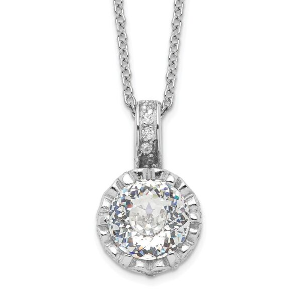 Sterling Silver Cheryl M Rhodium-plated 100-Facet CZ Necklace