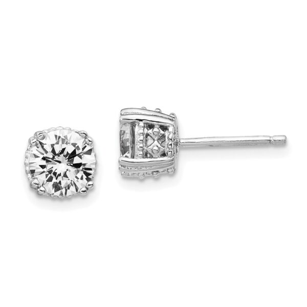 Sterling Silver Cheryl M Rhod-plated Round 6.5mm CZ Stud Earrings