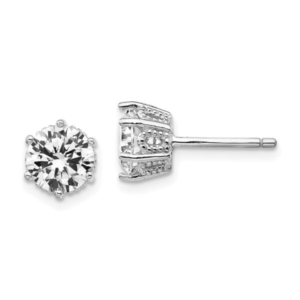 Sterling Silver Cheryl M Rhodium-plated 6.5mm CZ Stud Earrings