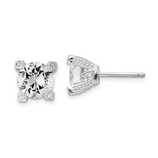 Sterling Silver Cheryl M Rhodium-plated 8mm CZ Stud Earrings