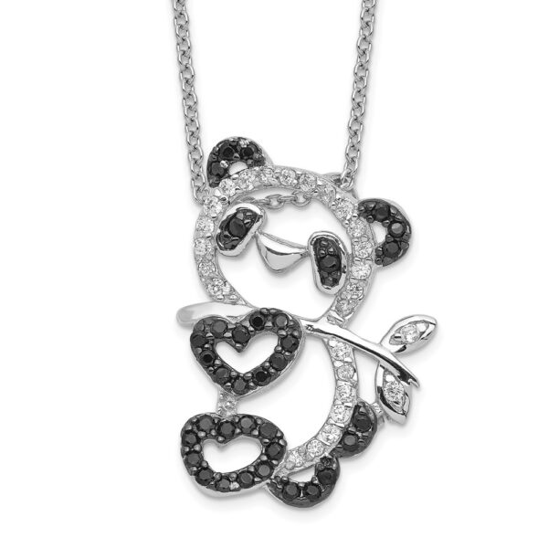 Sterling Silver Cheryl M Rhodium-plated CZ Panda Bear Necklace