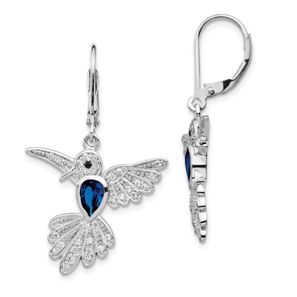 Sterling Silver Cheryl M Rhod-pl Cr Spinel & CZ Hummingbird Earrings