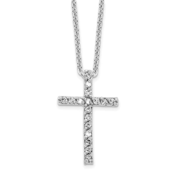 Sterling Silver Cheryl M Rhodium-plated CZ Cross Necklace