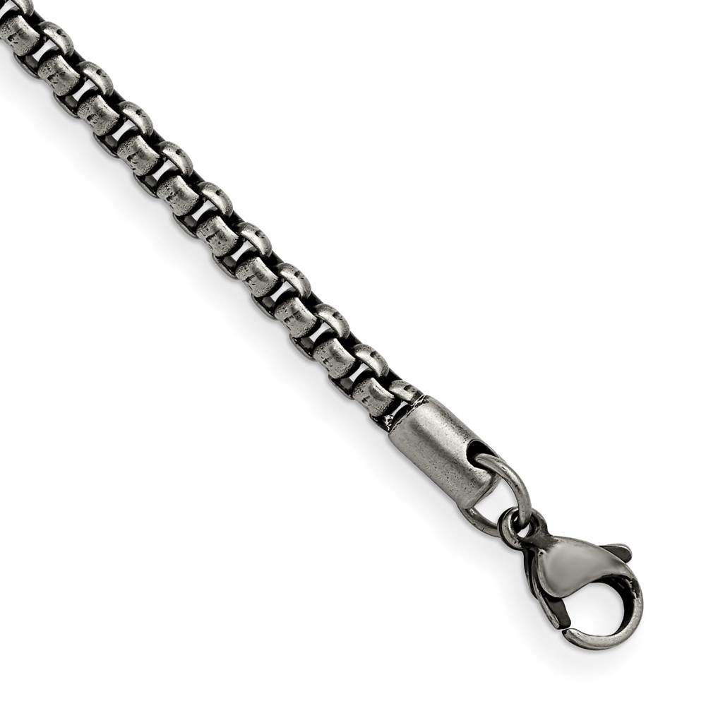 Stainless Steel Antiqued and Polished 3.9mm Rounded Box Chain
