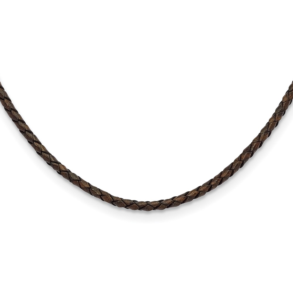4mm Genuine Leather Hexagon Weave 18in Necklace