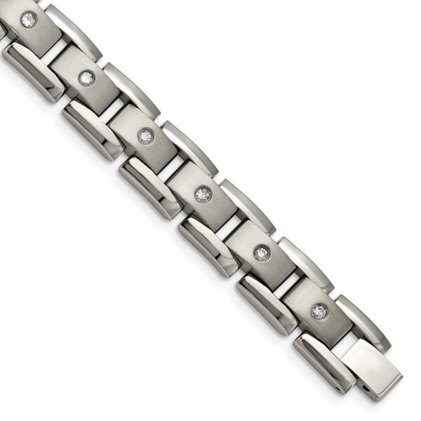 Titanium Polished and Matte 1ct tw. Diamond 8.5in Bracelet