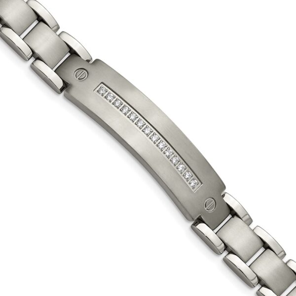 Titanium Brushed and Polished w/CZ 8.75in Bracelet
