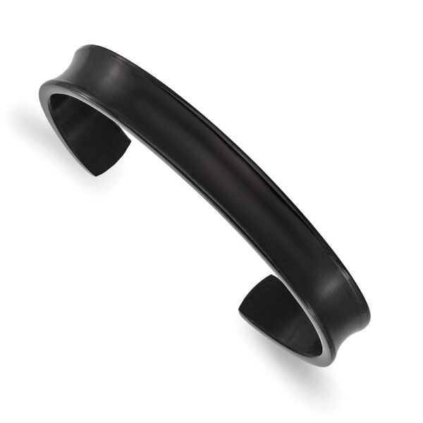 Titanium Brushed w/Polished Edge Black IP-plated 10mm Cuff Bangle