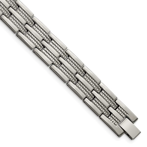 Titanium Polished and Textured 8.5in Link Bracelet