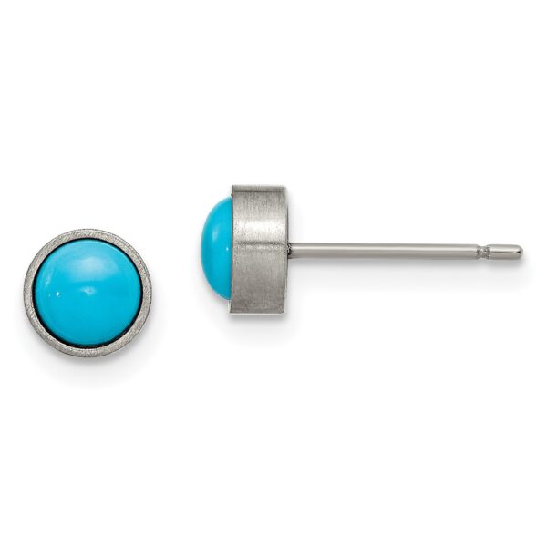 Titanium Brushed Turquoise 6mm Stud Earrings