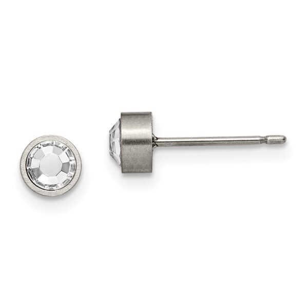 Titanium Brushed CZ 5mm Stud Earrings