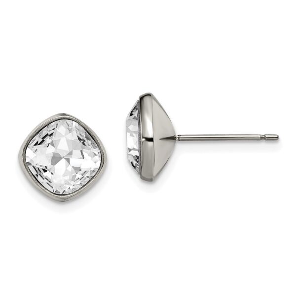 Titanium Polished Faceted Crystal Square Post Earrings