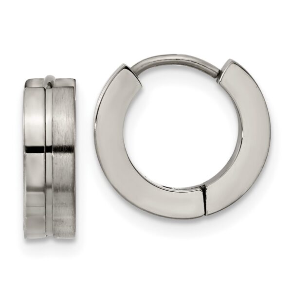 Titanium Brushed and Polished 4mm Huggie Hoop Earrings
