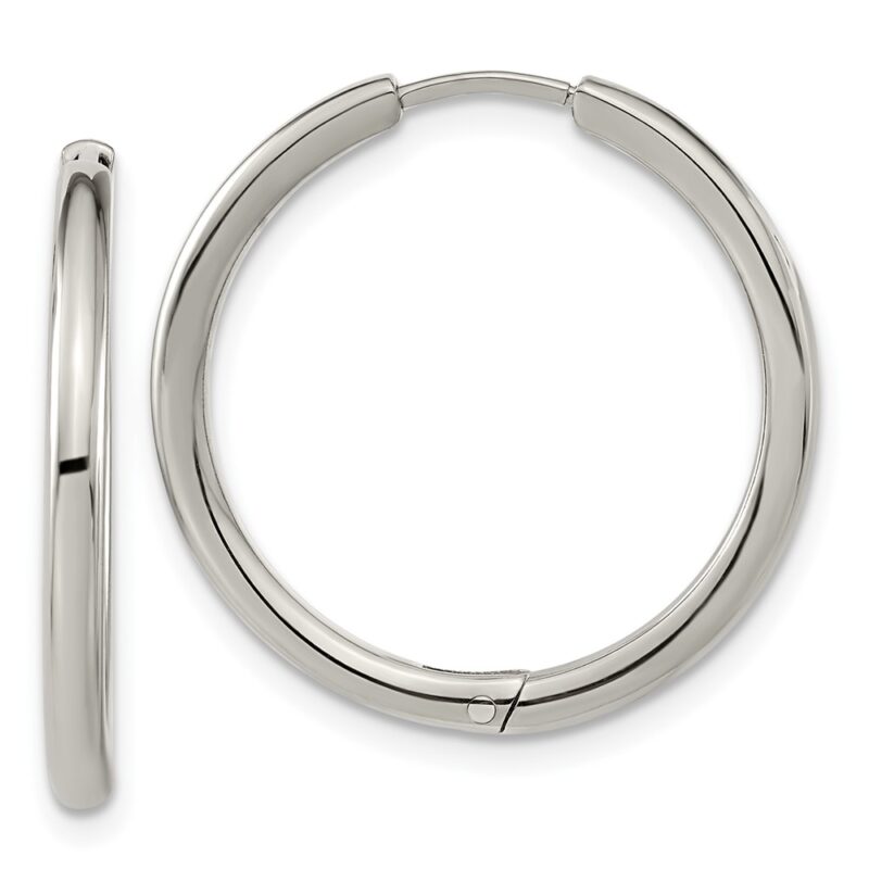 Titanium Polished 2.1mm Hinged Hoop Earrings