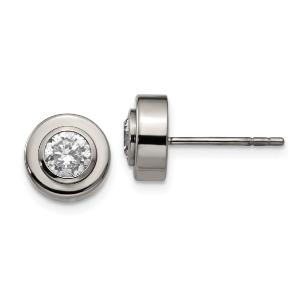 Titanium Polished CZ Post Earrings
