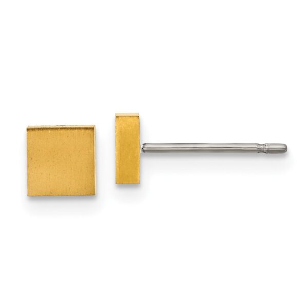Titanium Brushed Yellow IP-plated Square Post Earrings