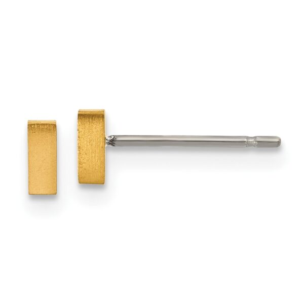 Titanium Brushed Yellow IP-plated Rectangle Post Earrings