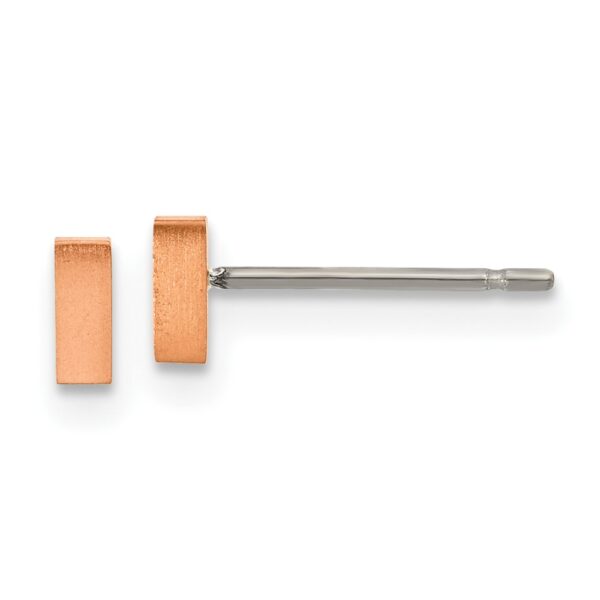 Titanium Brushed Rose IP-plated Rectangle Post Earrings