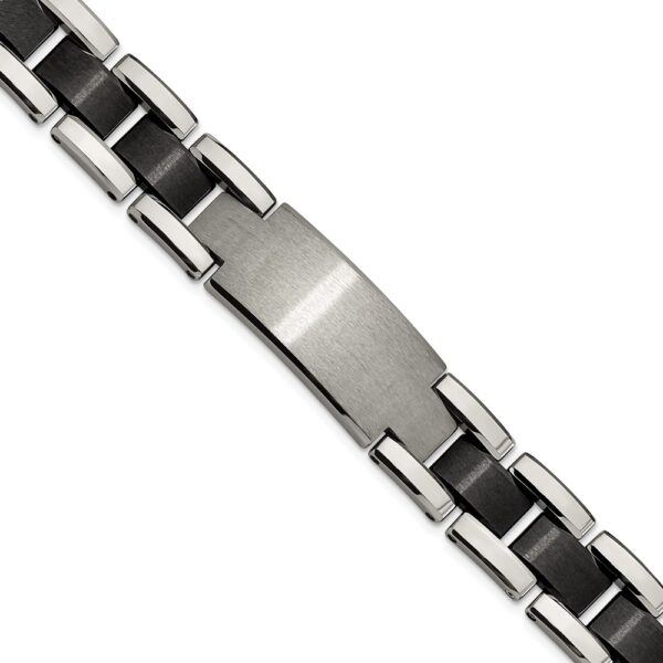 Tungsten Brushed and Polished Black IP-plated 8.5in Bracelet