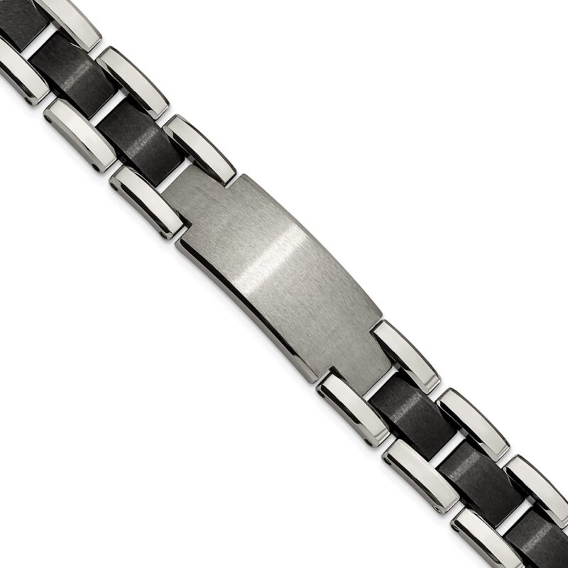Tungsten Brushed and Polished Black IP-plated 8.5in Bracelet